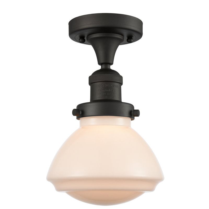 Plafonnier semi-encastré 1 lumière 6,75 po Chesterville, Ampoule non incluse, Bronze huilé, Blanc mat