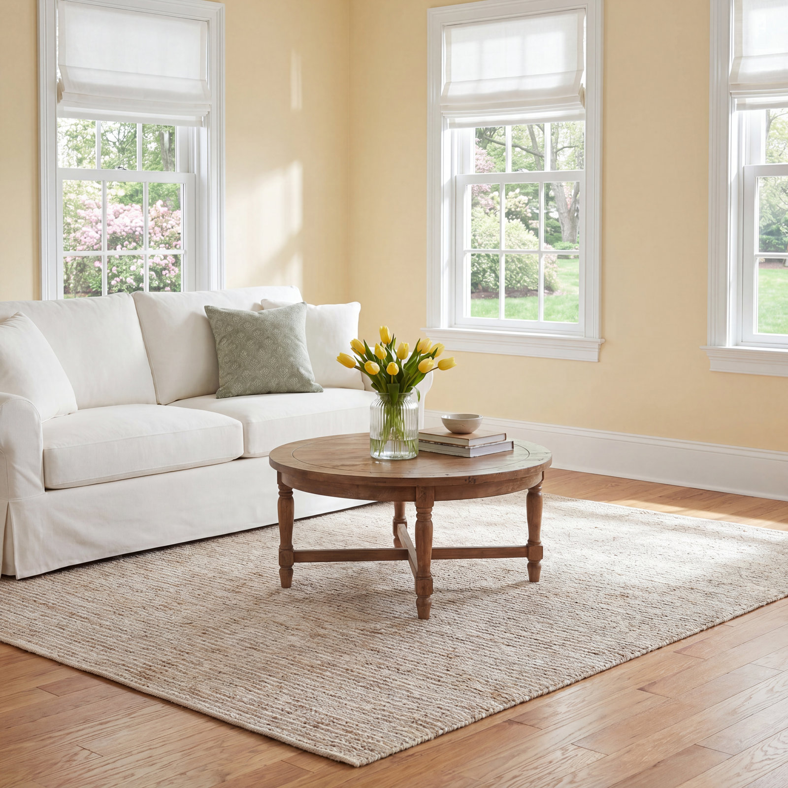 Caitlin Beige Hand-Woven Jute Rug, Rectangle 5' x 8'