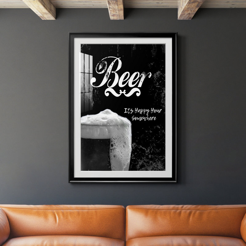 Beer - art textuel avec cadre photo, H 30,5 po x l 42,5 po x P 1,5 po, Noir