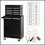 Coffre à outils, armoire de rangement à outils à 5 tiroirs avec coffre à outils amovible, doublure, roues verrouillables universelles, tablette réglable, mécanisme de verrouillage, chariot à outils en métal, outils de 154 pièces