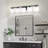 Modern 5-Light Black Vanity Fixture With Frosted Glass Shades