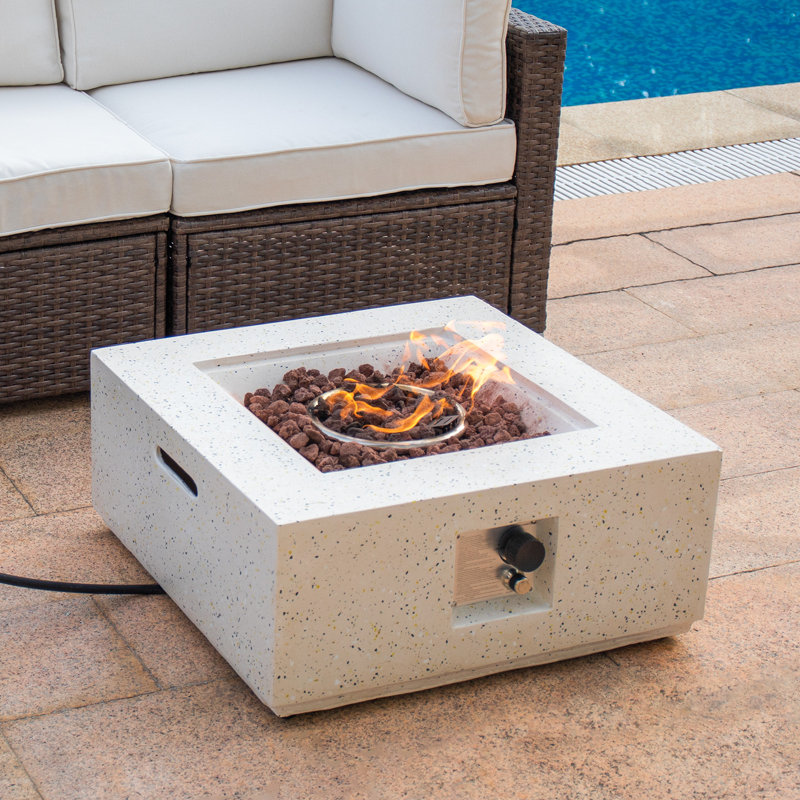 Square Concrete Propane Smokeless Fire Pit Table