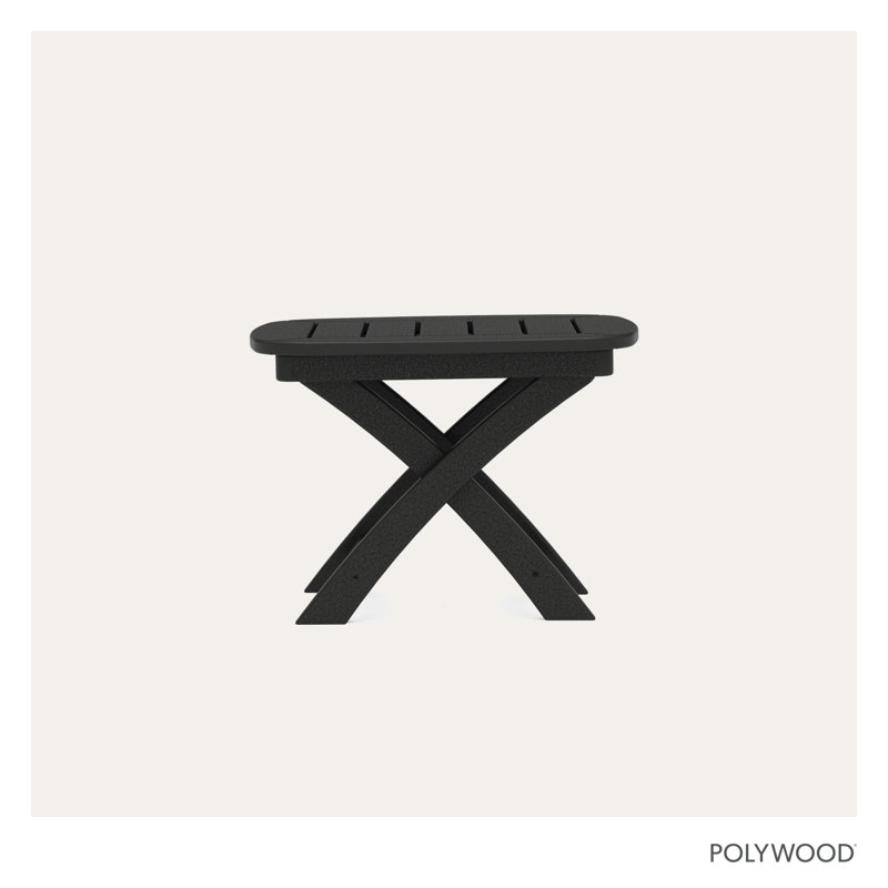 POLYWOOD Nautical 21" x 18" Side Table, Black
