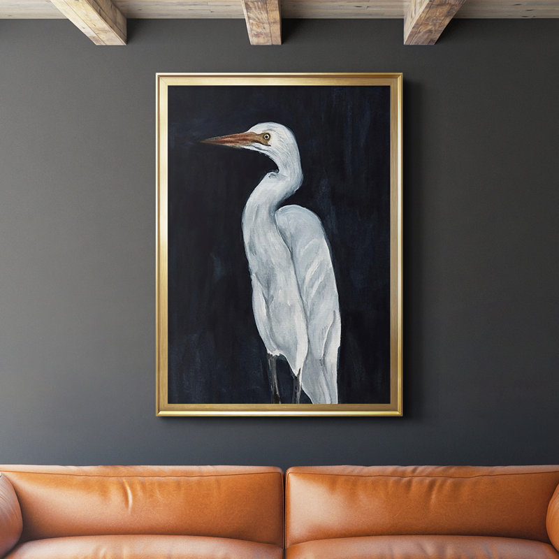 " Calm Great Egret I ", Gold, 36.5" H x 26.5" W x 1" D