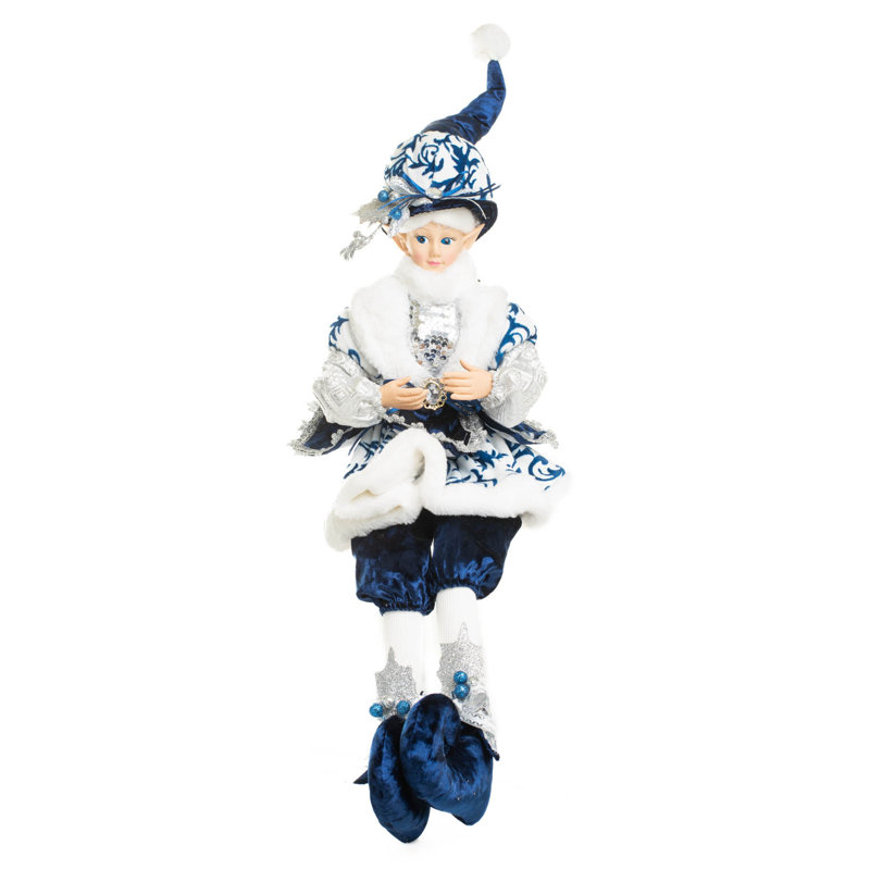 Elf élisabéthain bleu assis
