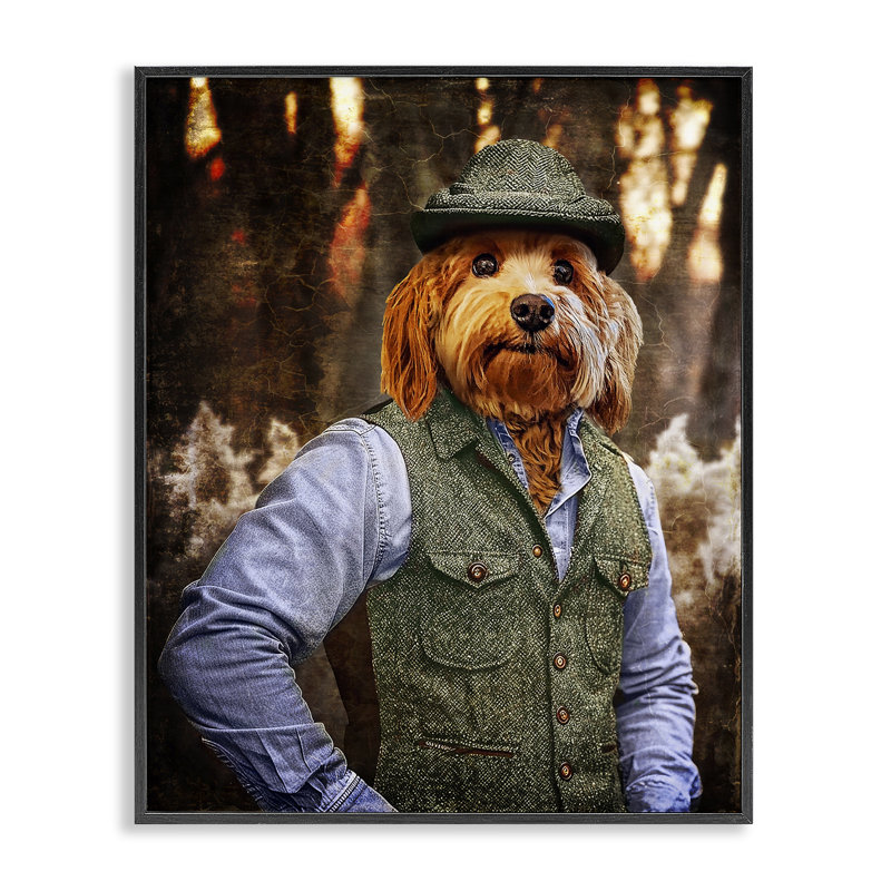 «Terrier Dog Classic», estampe numérique par Karen Burke, Giclée encadrée noir minuit, H 14 po x l 11 po