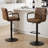  Mid-century Morden Diamond Design Upholstered Faux Leather Swivel Bar Stool with Footrest and Armrest-1638425791-1638425789