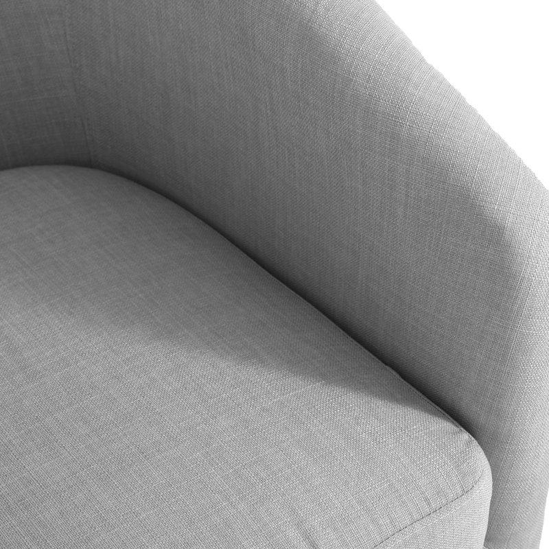 Applewold Upholstered Light Gray Cotton Blend Swivel Barrel Chair with Solid Wood Base, Light Gray Linen Blend