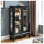 Black Lighted Curio Cabinet with Tempered Glass Doors - Mirrored Back Accent Display Cabinet with Adjustable Shelves for Home & Office