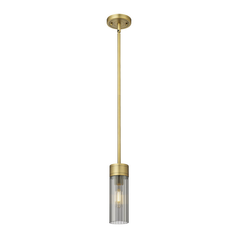 Luminaire suspendu 8 lumières Empire, Laiton brossé, Plaqué couleur fumée, H 9,63 po x l 3,13 po x P 3,13 po
