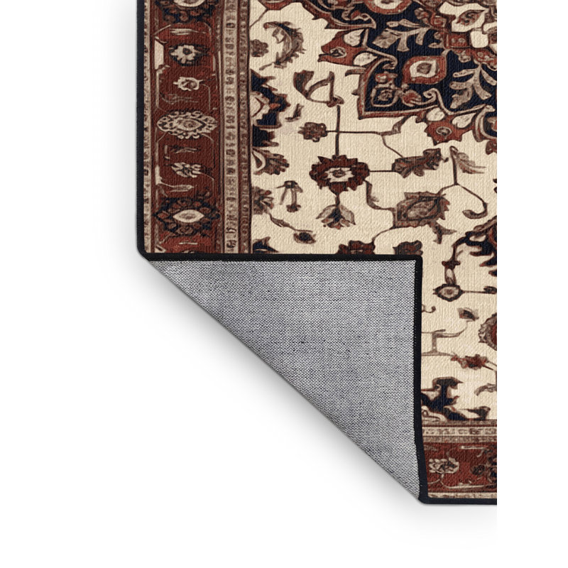 Tapis persan noir lavable à la machine, Carré 3 pi