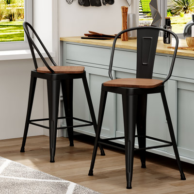 High Back Metal Counter And Bar Stools