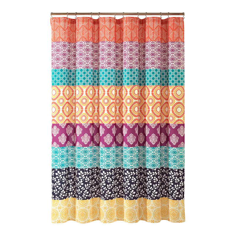 Tamela Polyester Shower Curtain, 183cm x 198cm, Turquoise/Orange