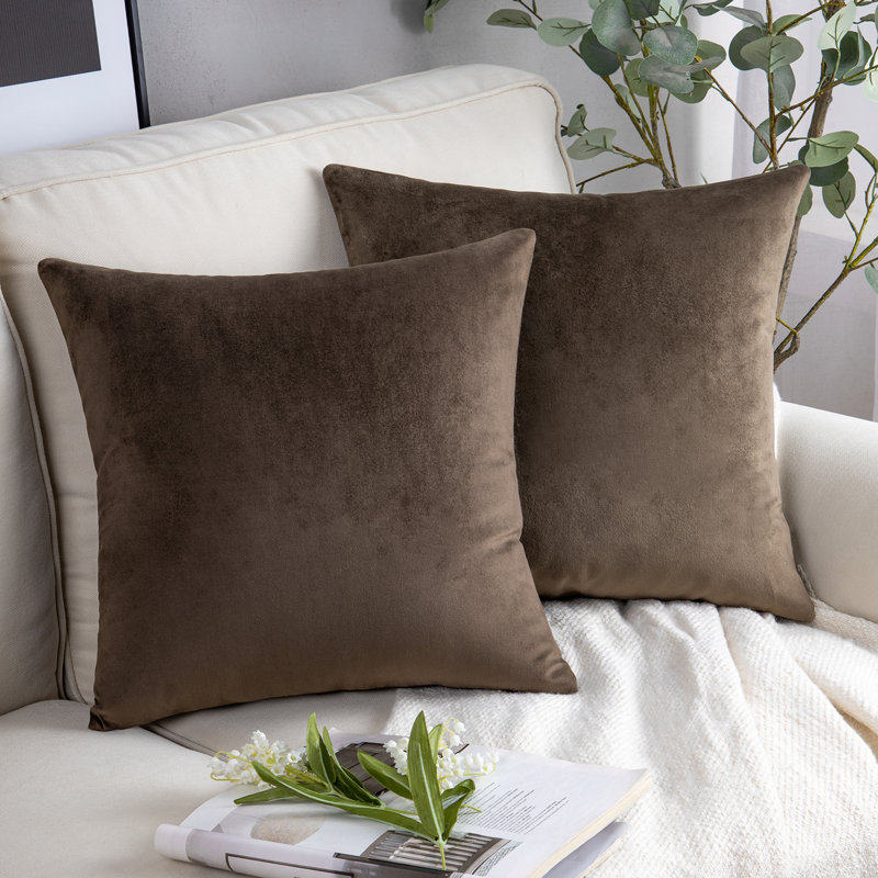 Coussins décoratifs en velours, coussin décoratif uni, Polyester-SV, Lavande, Carré 18 po x 18 po