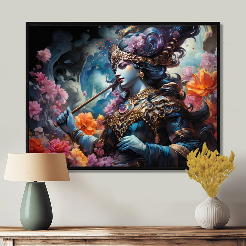«Hinduisim Art», art mural de l'hindouisme, Cadre flottant noir, H 30 po x l 40 po x P 1,5 po