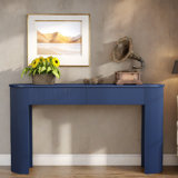 Modern Console Table With Oval Top, 2 Drawers And Fluted Design