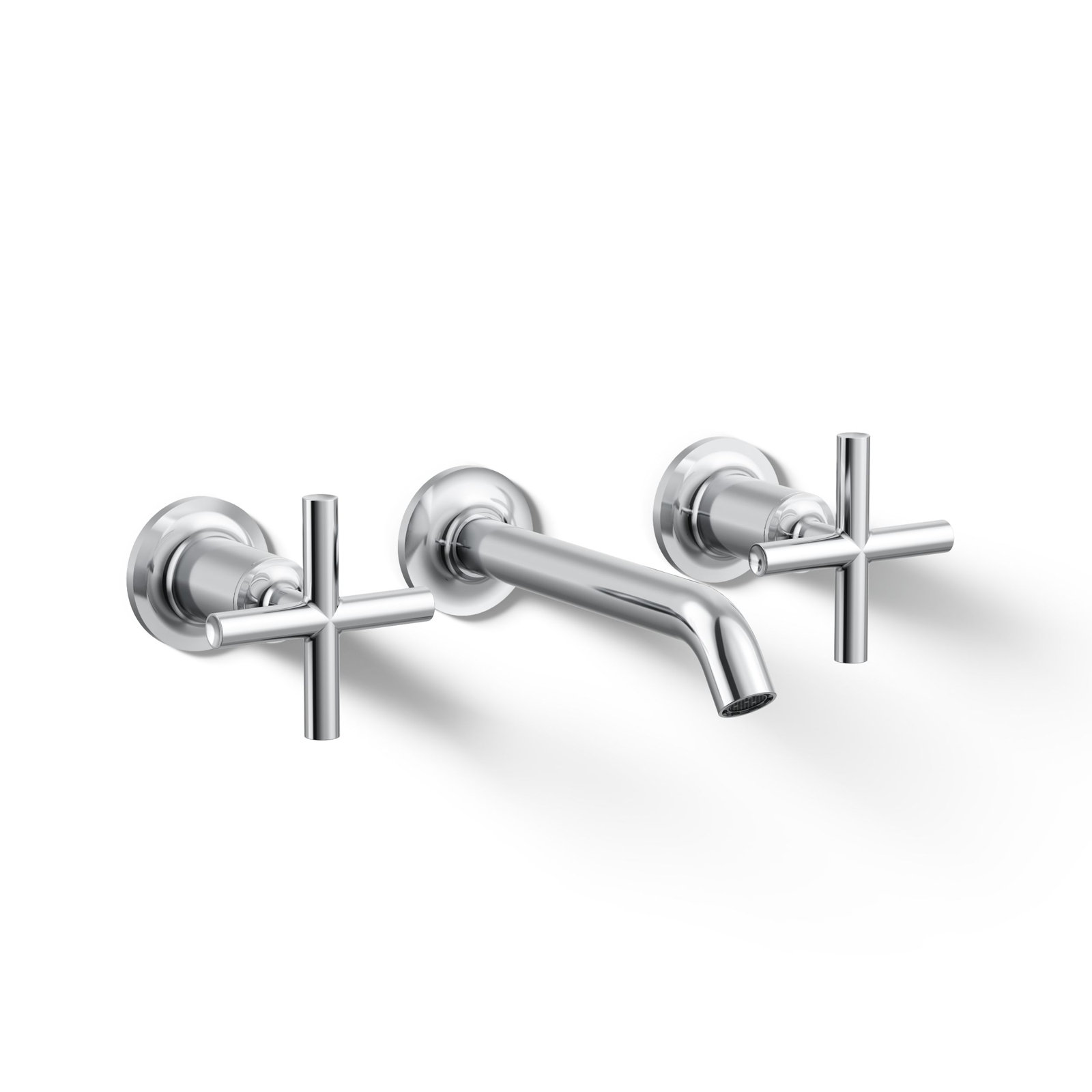Purist Wall-Mounted Bathroom Faucet, Polished Chrome, Cross Handle