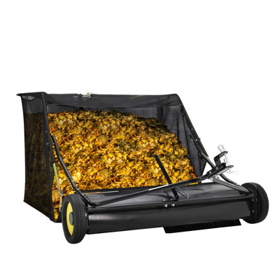 42 Inch ATV Sweeper Leaf Picker Adjustable Height Large Hopper Durable Nylon Brushes Impact Resistant Wheels for UTV Lawn Care