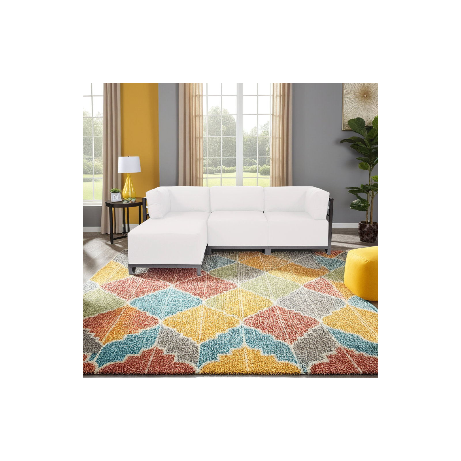 Olen Box Cushion Chair Slipcover, Seascape Natural Sunbrella