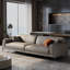 Canapé modulaire gris en cuir véritable