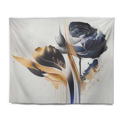 Roses Flow Flower On Abstract Fusion III Polyester Tapestry