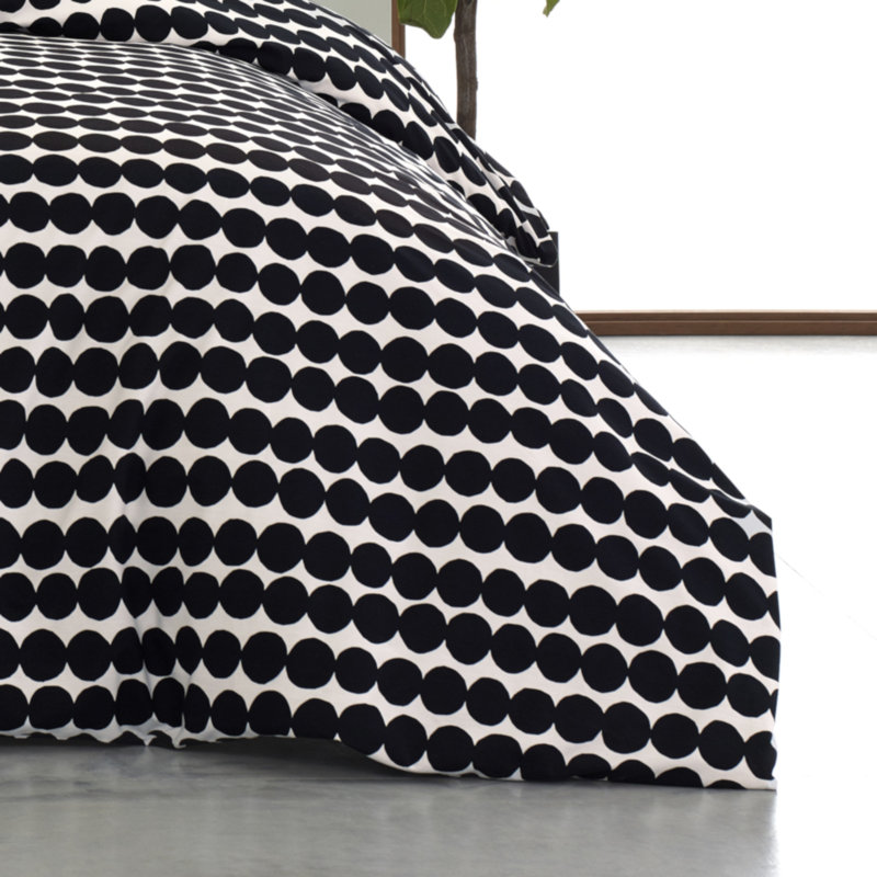 Marimekko Rasymatto Black Cotton Duvet Cover Set, Full/Double Duvet Cover + 2 Shams