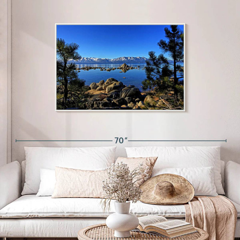 Lac Tahoe depuis l'anse Zephyr, Cadre flottant blanc, 43 po x 29 po