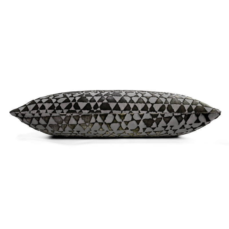 Triangles Lumbar Velvet Pillow Cover & Insert, Oregano, 14" H x 20" W