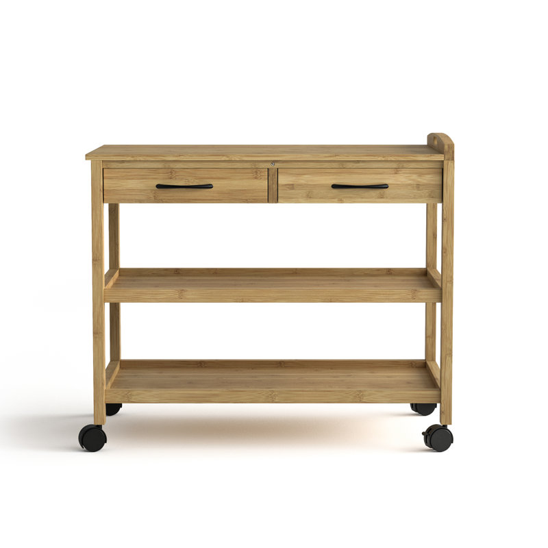 Chariot pour îlot de cuisine mobile en bambou avec tiroirs et tablettes Dawsynn