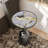 Cheryll Metal Side Table With Gray Marble-Pattern Top And Hammered Base