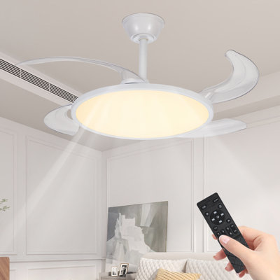 Ventilateurs de plafond rétractables avec lumières, ventilateur de plafond de 42 pouces avec lumière et télécommande, montage encastré, ventilateur de plafond réversible à courant continu
