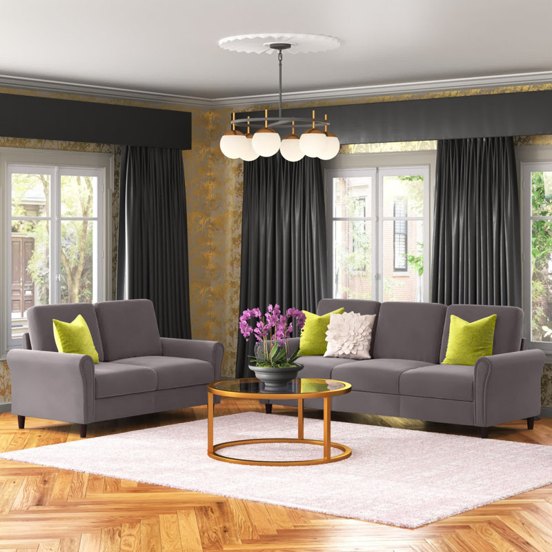 Javier 2 - Piece Velvet Living Room Set, Grey Velvet