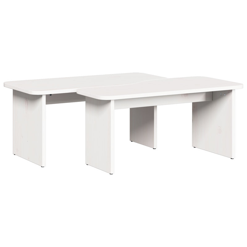 Coffee Table Solid pine wood Rustic Pine Furniture Living Room, White
