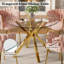 Ensemble de table de salle à manger rond transparent pour 2 à 4 personnes, table de cuisine moderne en verre trempé et chaises avec fauteuil capitonné en velours pour la salle à manger, petit espace, appartement-900842101-900842086-900842085