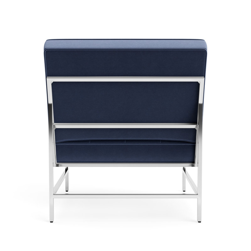 Major Chair, Performance Velvet - Indigo, Polished Stainless Steel