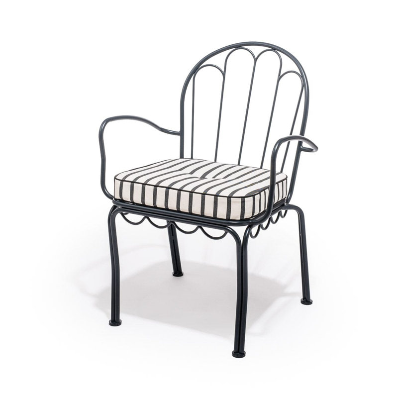 AL Fresco Dining Chair Cushion, Monaco Black Striped
