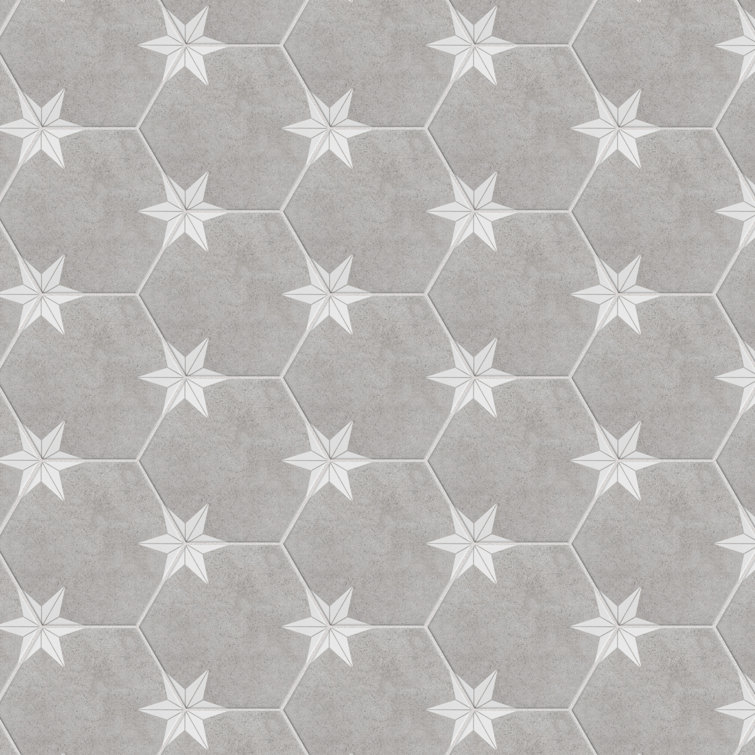 Stella Hex 9" x 10" Porcelain Pattern Wall & Floor Tile