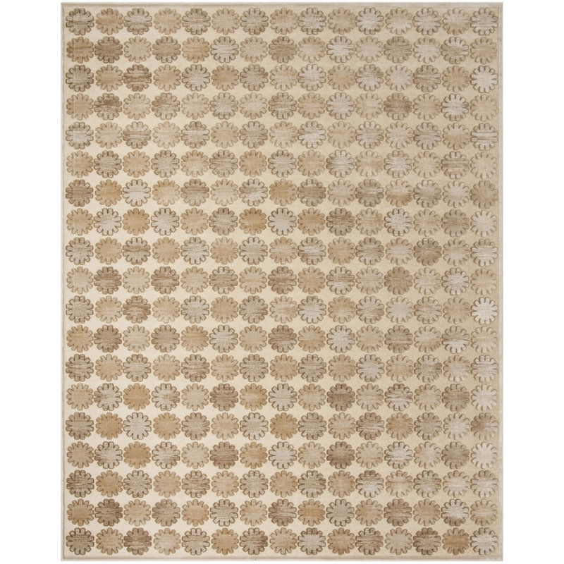 Coreatha Geometric Stone/Cream Area Rug, Rectangle 5'1" x 7'6"