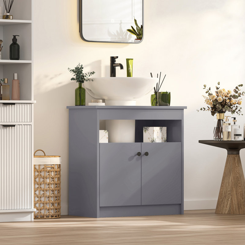 30cm Single Bathroom Vanity Base Only, Grey