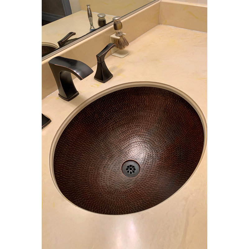 19" Oval Under Counter Hammered Copper Bathroom Sink, Oil Rubbed Bronze