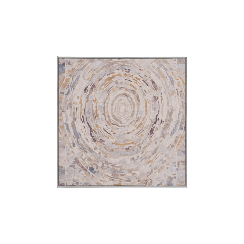 Machine Washable Gray Area Rug, Square 5'