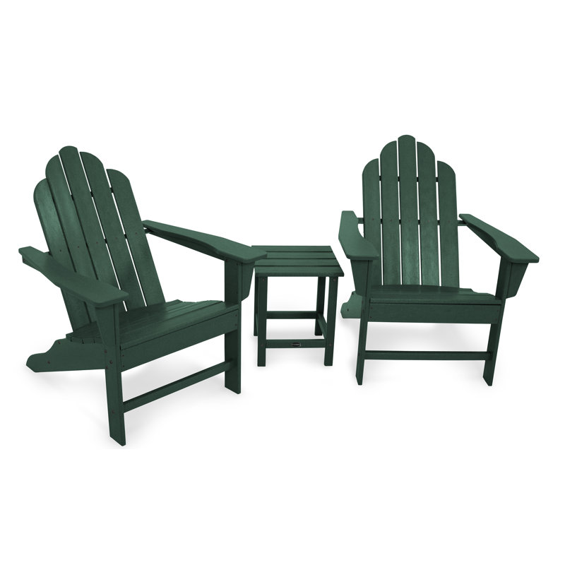 POLYWOOD Long Island Adirondack 3-Piece Set, Green