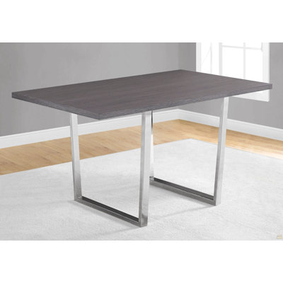 Dining Table, 60" Rectangular, Kitchen, Dining Room, Grey Laminate, Chrome Metal, Contemporary, Modern
