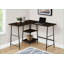 Bureaux, bureau d'ordinateur en L industriel avec tablettes de rangement, L 48 po, stratifié espresso | Métal noir