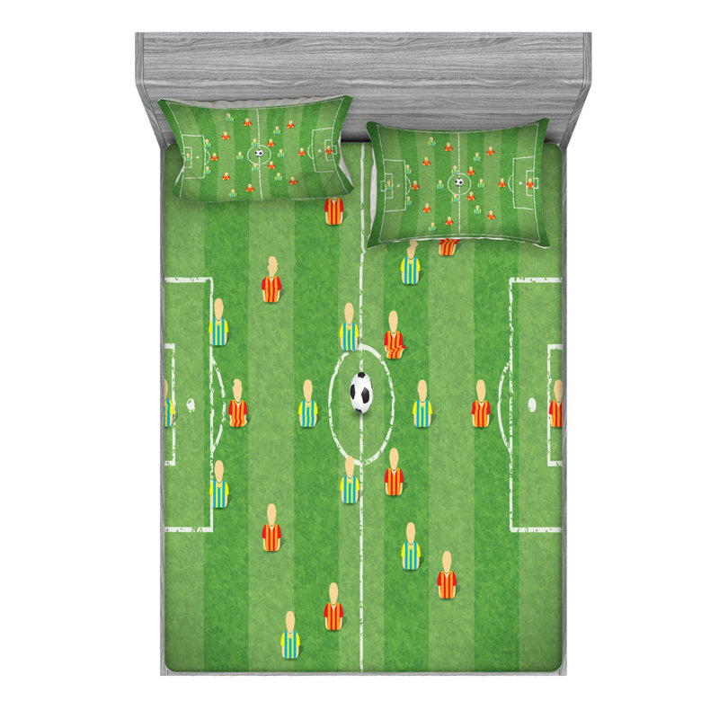 Soccer Microfiber Sheet Set, Queen Sheet Set + Fitted Sheet + 2 Pillowcases