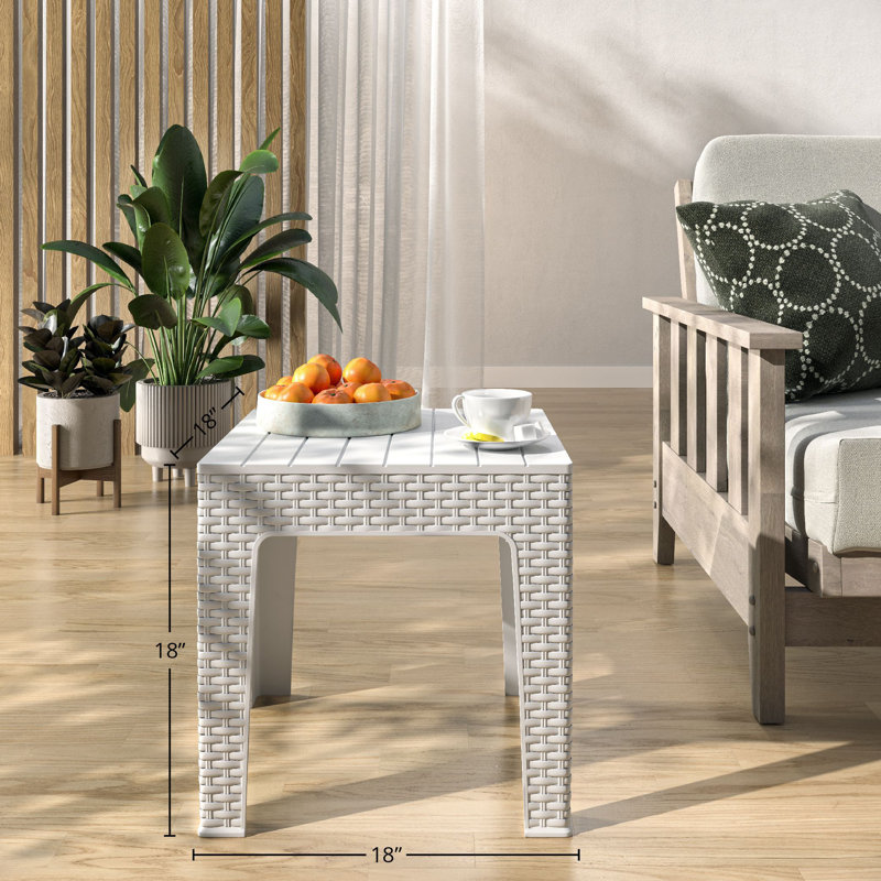 Nacari Square Outdoor Side Table , 18'' in. W 18'' in. D, White