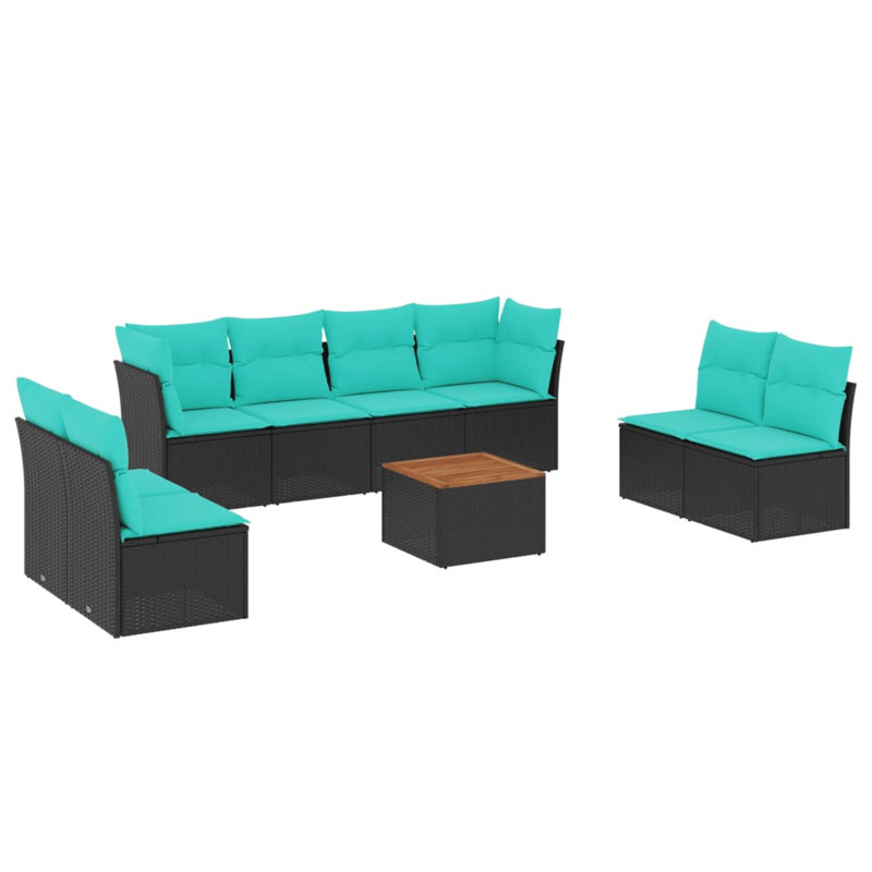 Ensemble de canapés de patio 9 pièces avec coussins 9 pièces, Bleu