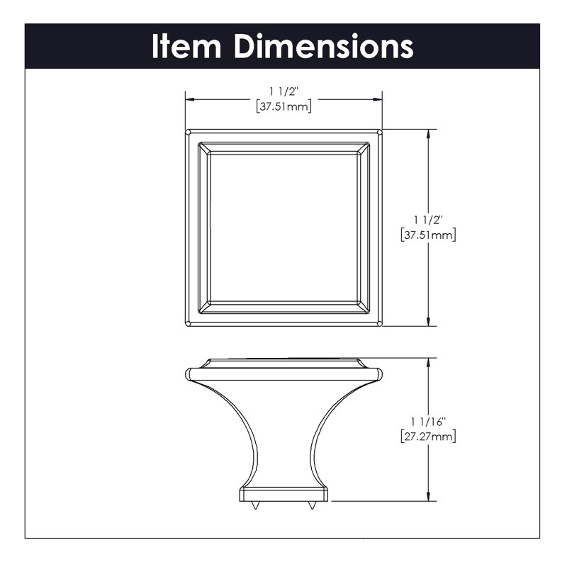 Studio II Square Knob, Chrome