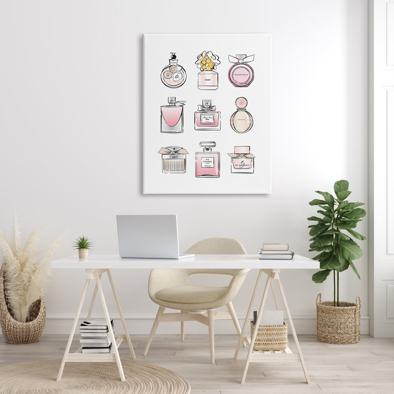 Parfum, bouteille, glamour, chic, moderne, mode, illustrations, Toile tendue, H 48 po x l 36 po