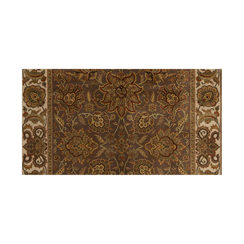 Tapis brun et ivoire de haute qualité noué à la main